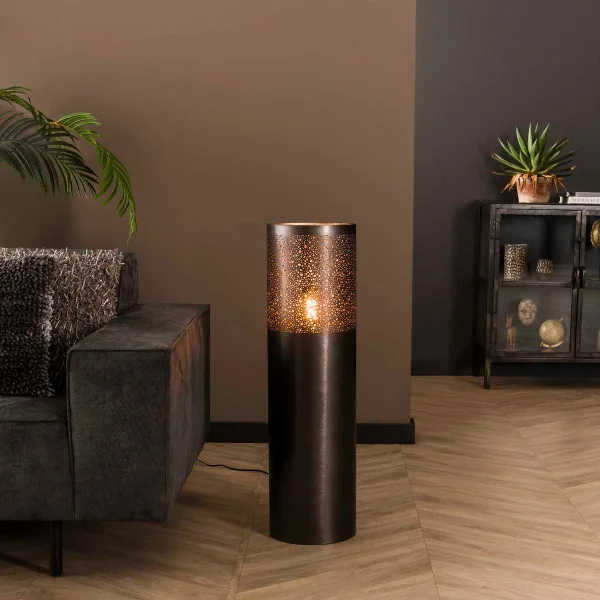 Vico Cylinder Nickel - lampadaire - Ø 25 x 90 cm - nickel noir