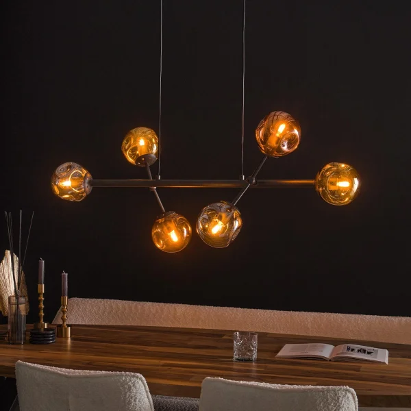 Vico Gene Tricolor 6L - lampe suspendue - 110 x 40 x 150 cm - chrome, or et cuivre