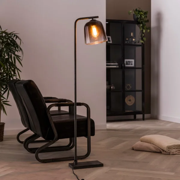 Vico Grey Shade - lampadaire - 23 x 40 x 147 cm - verre fumé