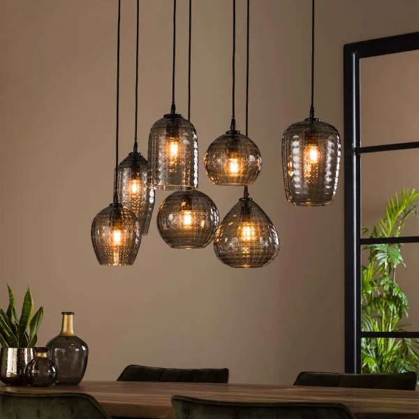 Vico Hexagon - lampe suspendue - 90 x 30 x 150 cm - fumé