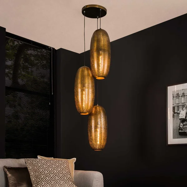 Vico Hoop 3L - lampe suspendue - Ø 45 x 180 cm - bronze antique