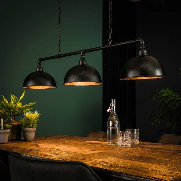 Vico Industrial Tube - lampe suspendue avec abat-jour 3L - 118 x 26 x 150 cm - noir