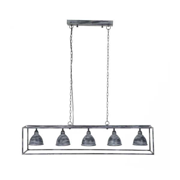 Vico Iron Rectangle - lampe suspendue - 125 x 25 x 130 cm - gris