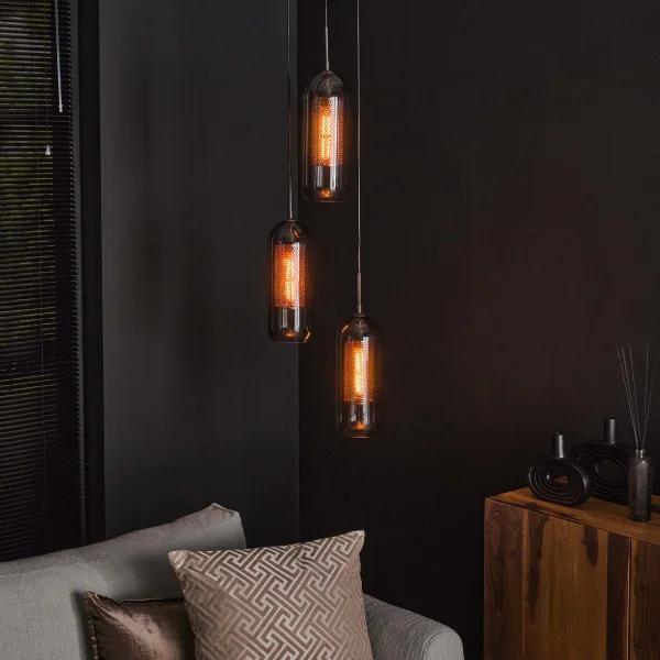 Vico Lantern 3L - lampe suspendue - Ø 35 x 180 cm - artic black