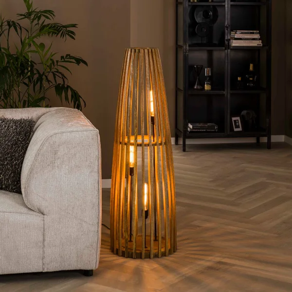 Vico Launch - lampadaire - Ø 40 x 123 cm - bois de manguier