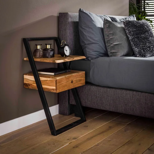 Vico Lean - table de chevet - 45 x 35 x 77 cm - bois d'acacia