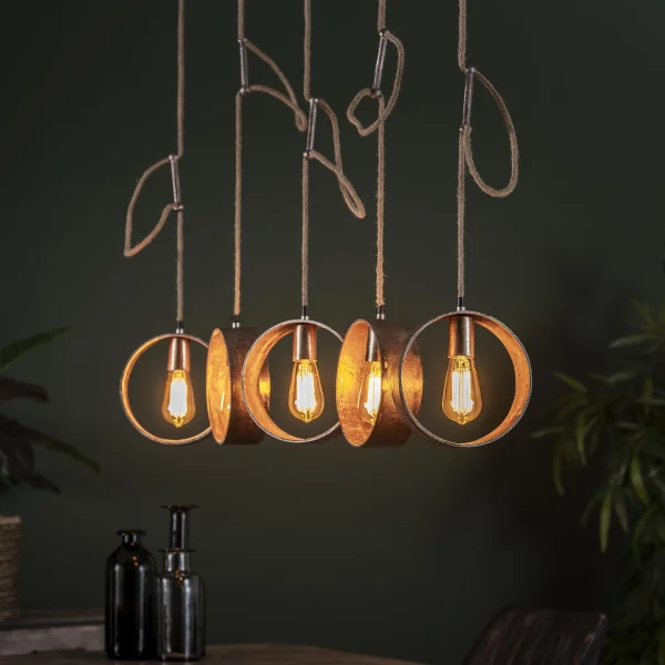 Vico Loop - lampe suspendue 5L - 120 x 21 x 150 cm - Nickel antique