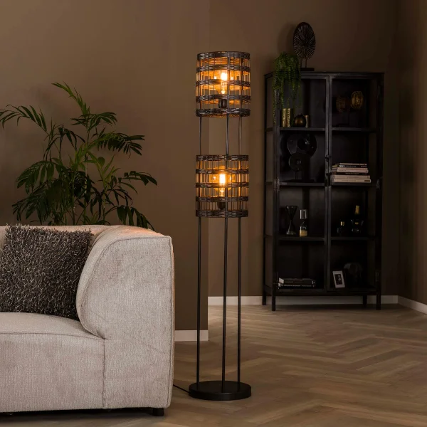 Vico Metal Blinds - lampadaire - Ø 30 x 166 cm - noir nickel
