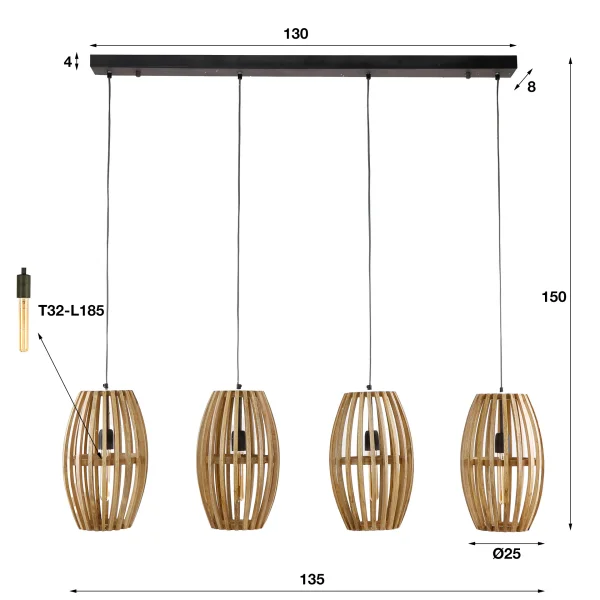 Vico Orbit - lampe suspendue - 135 x 25 x 150 cm - brun