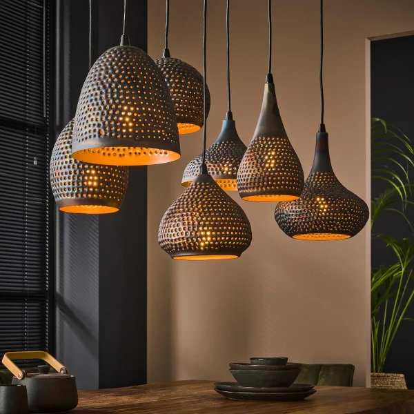 Vico Perforated 7L - lampe suspendue - 100 x 45 x 150 cm - noir brun