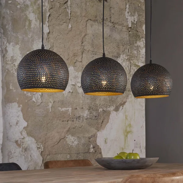 Vico Perforated - lampe suspendue 3L - 110 x 25 x 150 cm - noir brun