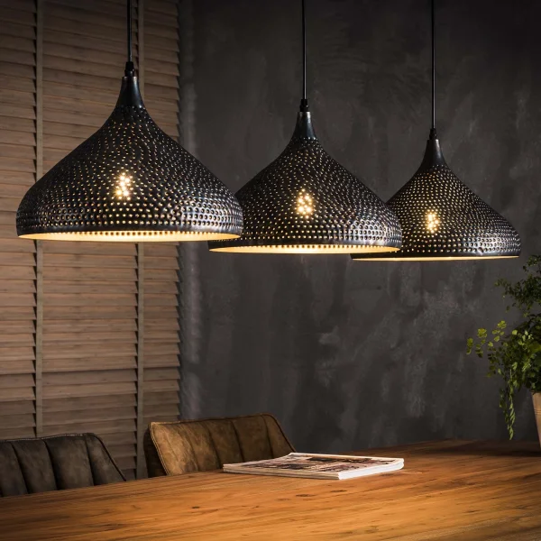 Vico Perforated - lampe suspendue 3L - 135 x 32 x 150 cm - noir brun