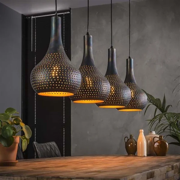 Vico perforé - lampe suspendue - 130 x 25 x 150 cm - noir brun
