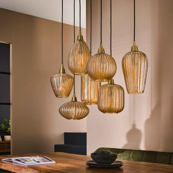 Vico Pumpkin 7L - lampe suspendue - 95 x 38 x 150 cm - ambre
