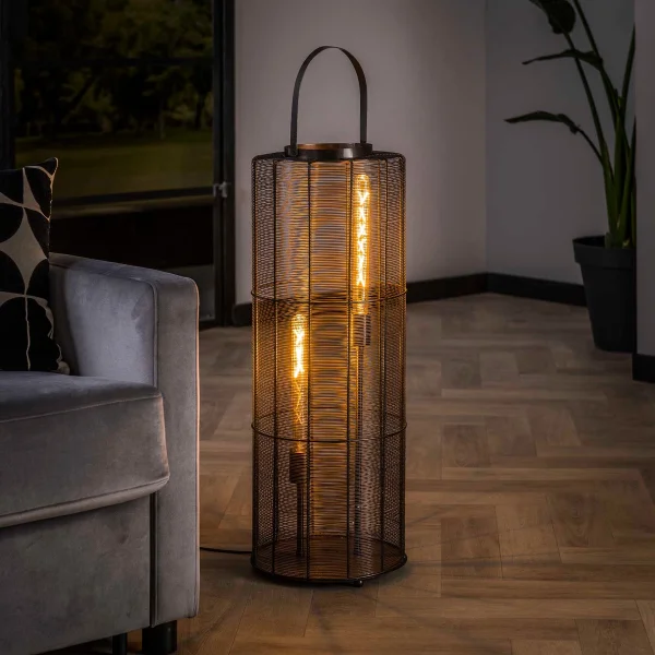 Vico Reach - lampadaire - Ø 30 x 81 cm - noir. nickel