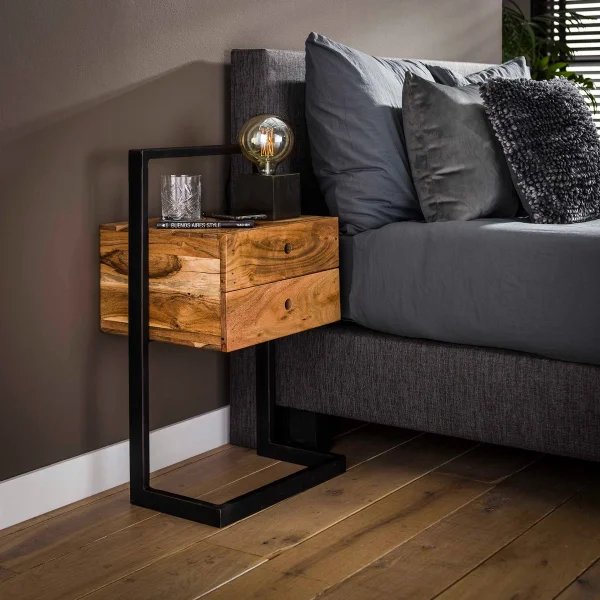 Vico Rigid - table de chevet - 45 x 35 x 77 cm - bois d'acacia