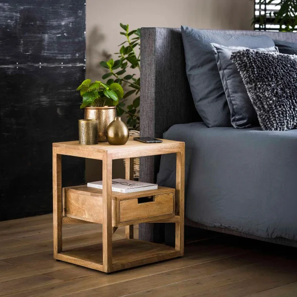Vico Sahara - table de chevet - 45 x 35 x 50 cm - bois de manguier