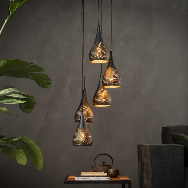 Vico Stepped Punch - lampe suspendue - Ø 35 x 150 cm - noir brun