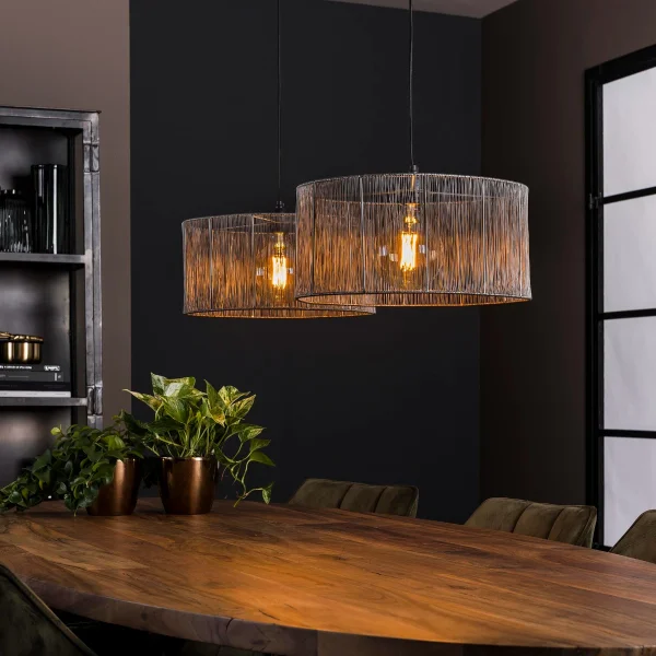 Vico Stringshade - lampe suspendue - 120 x 45 x 150 cm - nickel noir