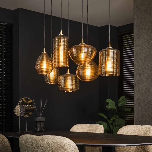Vico Stripe Glass - lampe suspendue - 93 x 40 x 150 cm - or