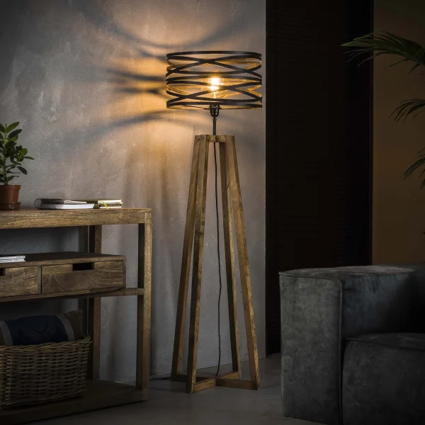 Vico Twisted Wood - lampadaire - 141 cm - gris ardoise