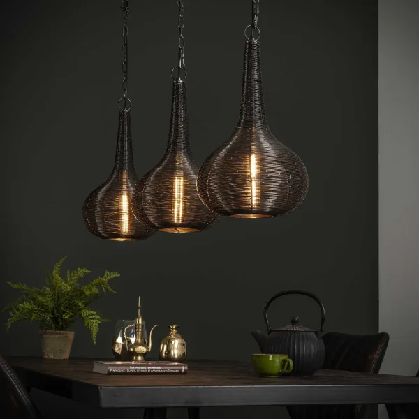Vico Wire Cone - Lampe suspendue 3L - 115 x 26 x 150cm - argenté