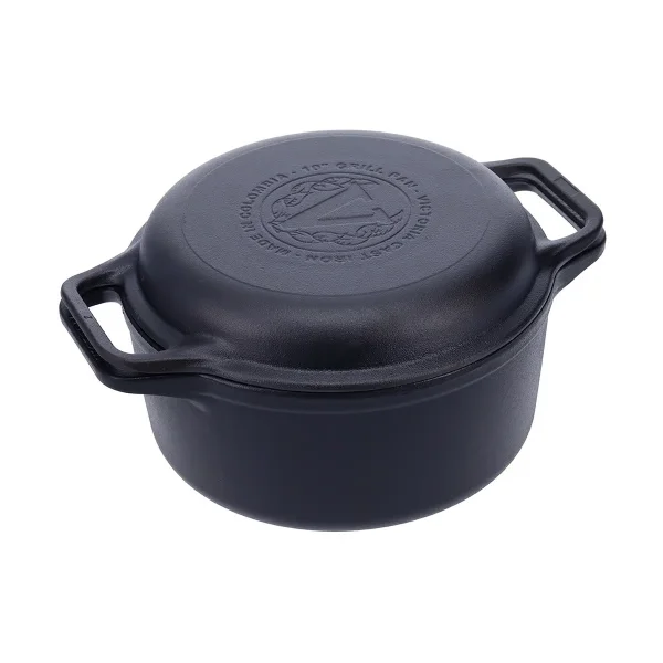 Victoria Marmite et poêle à griller en fonte pré-assaisonnée 2 pièces