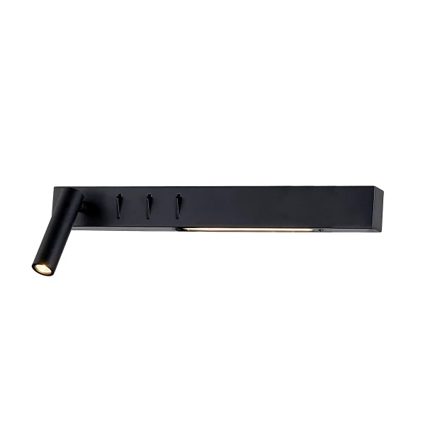 VK Lighting Bar - applique murale avec liseuse à gauche - 40 x 17 x 5 cm - 3W + 2x6W LED inclus - noir