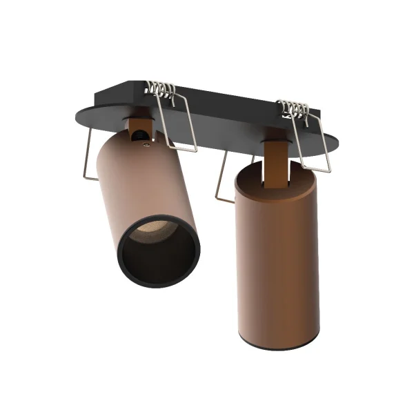 VK Lighting Coko - spot encastrable avec rosace encastrée - 12,5 x 3,5 x 7,3 cm - Ø 60 mm taille de montage, 100 x 35 mm taille d'encastrement - 2 x 6W LED incl. - bronze