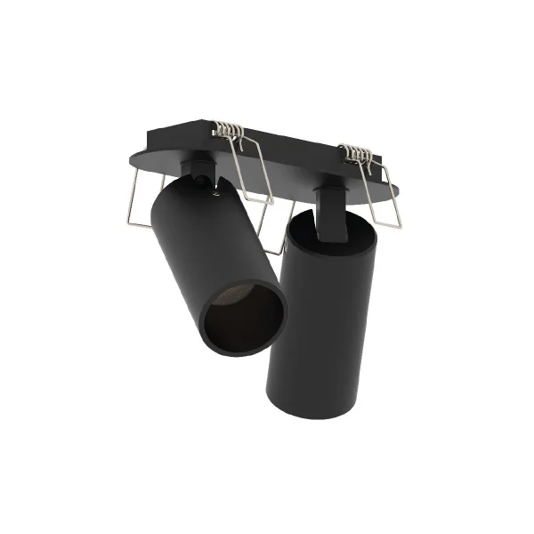 VK Lighting Coko - spot encastrable avec rosace encastrée - 12,5 x 3,5 x 7,3 cm - Ø 60 mm taille de montage, 100 x 35 mm taille d'encastrement - 2 x 6W LED incl. - noir