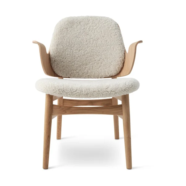 Warm Nordic Chaise lounge Gesture peau de mouton moonlight, structure en chêne huilé blanc