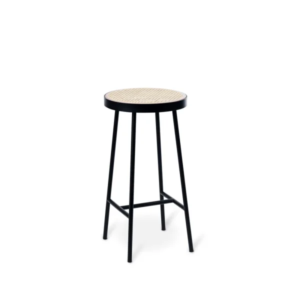 Warm Nordic Tabouret de bar Be My Guest rotin, structure en acier noir