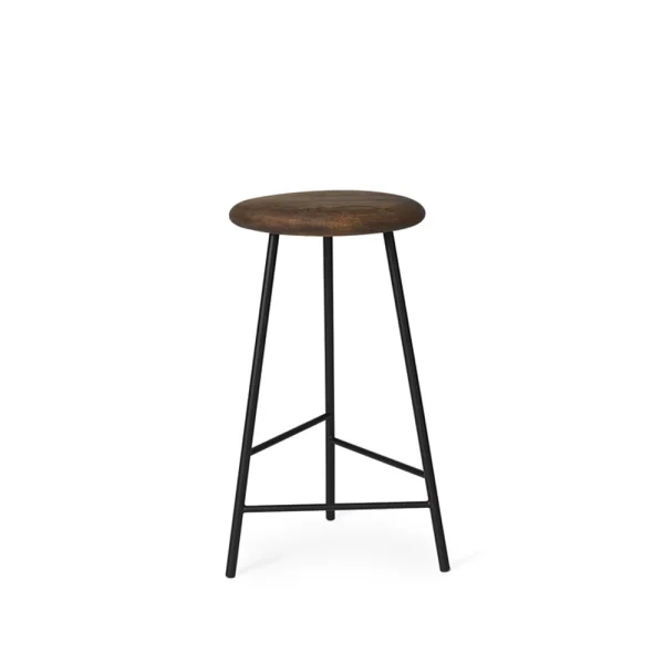 Warm Nordic Tabouret de bar Pebble chêne fumé, h.65, structure noire