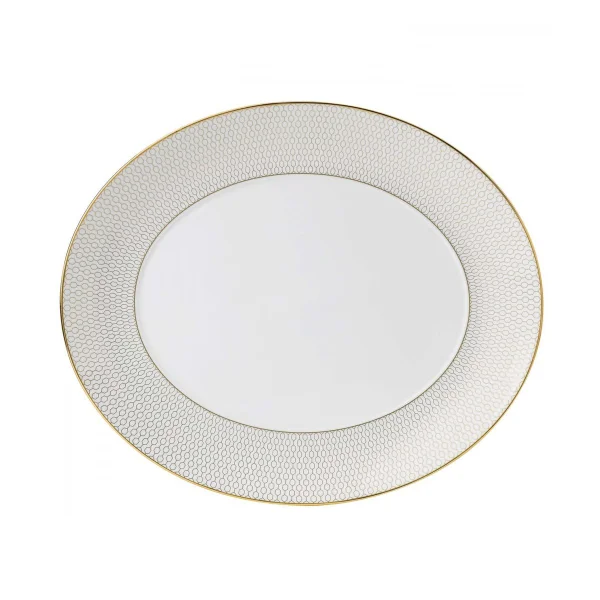 Wedgwood Plat de service ovale Arris blanc