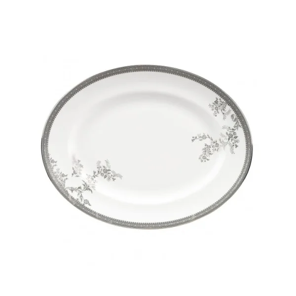 Wedgwood Plat de service ovale Vera Wang Lace Platinum 35 cm