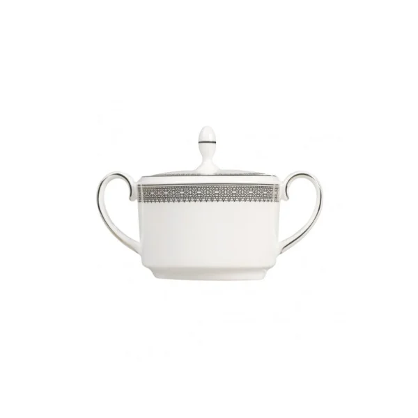 Wedgwood Sucrier Vera Wang Lace Platinum blanc