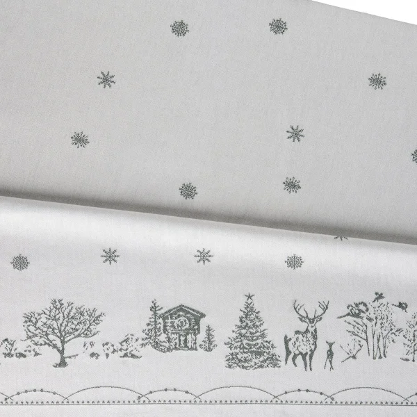Wik & Walsøe Nappe Julemorgen Blanc-vert, 140x240 cm