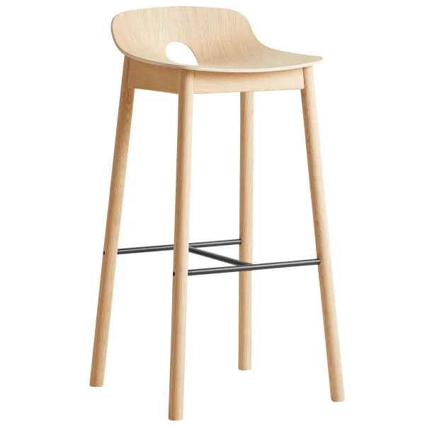 Woud Chaise de bar Mono Chêne pigmenté blanc