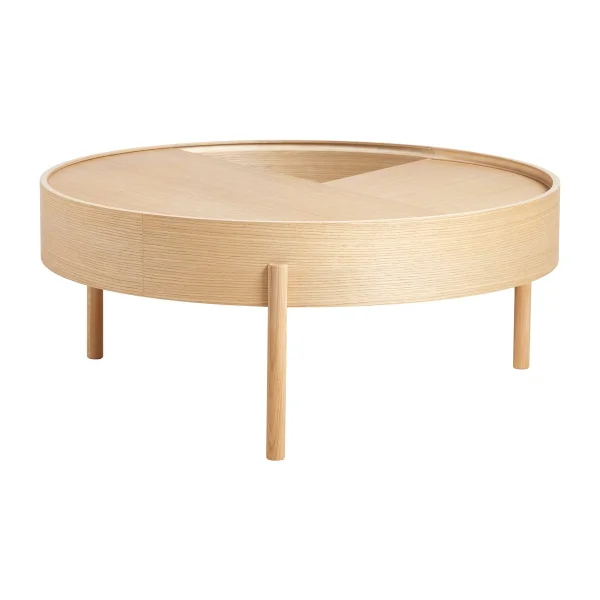 Woud Table basse Arc Ø89 cm Chêne pigmenté blanc