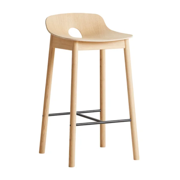 Woud Tabouret de bar Mono 65 cm Chêne pigmenté blanc