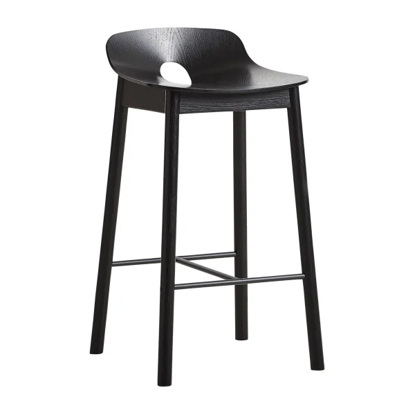 Woud Tabouret de bar Mono 65 cm Frêne teinté noir