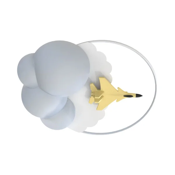 Zuma Line Fighter Jet - plafonnier avec télécommande - 46 x 56 x 16 cm - 37W LED inclus - blanc avec or