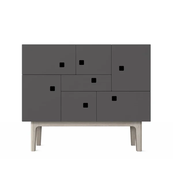 Zweed Armoire Peep C1 slate grey, chêne pigmenté blanc