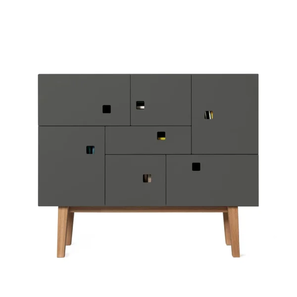 Zweed Armoire Peep C1 slate grey, retro, structure en chêne