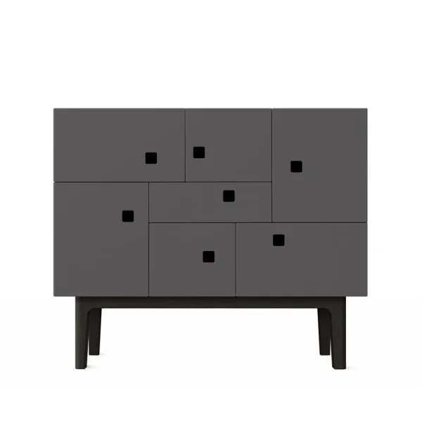 Zweed Armoire Peep C1 slate grey, structure laquée noir