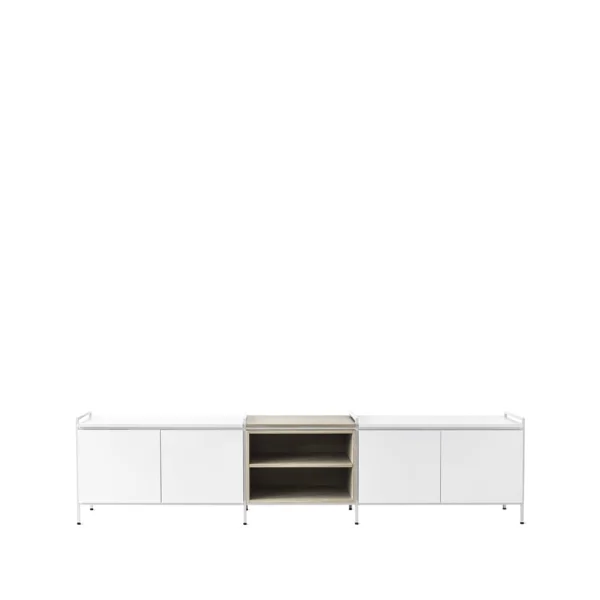 Zweed Buffet Molto bas blanc/chêne, 3 sections