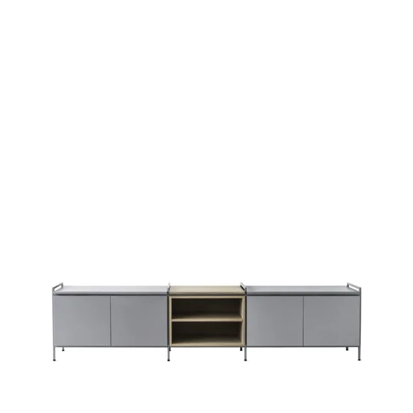 Zweed Buffet Molto bas gris/chêne, 3 sections