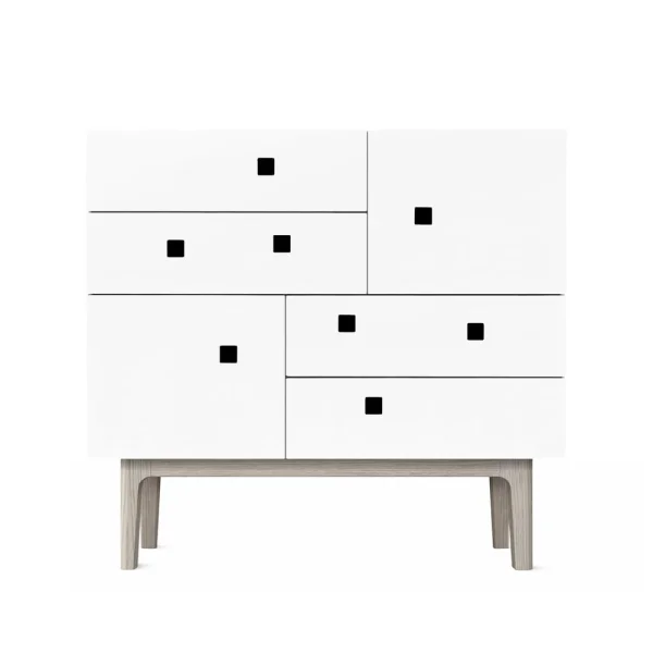 Zweed Commode Peep B1 blanc, chêne pigmenté blanc