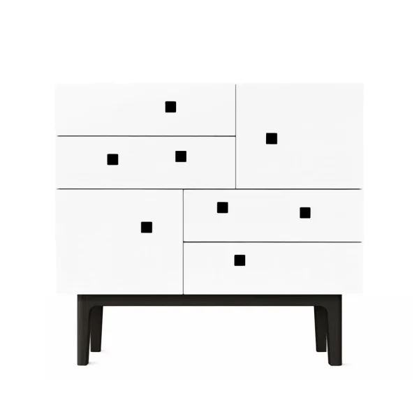 Zweed Commode Peep B1 blanc, laqué noir