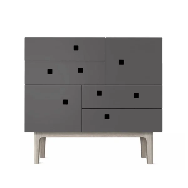 Zweed Commode Peep B1 slate grey, chêne pigmenté blanc